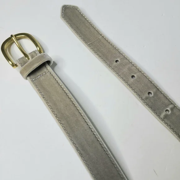 J. Crew Sage Green Gray Velvet Belt - Picture 7 of 10